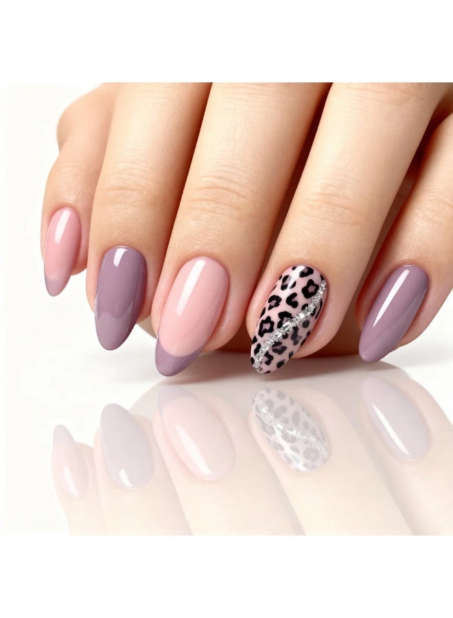 Orange Life Press On Nails 2 Box Set Almond Shape Nude Pink Purple Leopard Print and Burgundy Glitter Glossy Artificial Nails Full Cover Reusable Stick On Nails Acrylic Soft Gel Nail Kit Fashion Elegant Luxury Nails for Women Daily Wear Party Wedding Salon Style Long Lasting Durable Nails Nail Tips Nail Extension Nail Design Manicure Kit DIY Nails Salon Nails Beauty Nails Stylish Nails Trendy Nails Chic Nails Modern Nails Classic Nails Premium Professional Nails Comfortable Lightweight Flexible Nails - Image 2